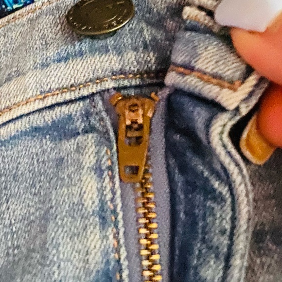 LOFT Classic Blue Denim Skirt stoned wash stripe / size 14 - Picture 14 of 17